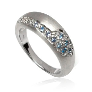 Anello in oro bianco, diamanti e zaffiri B01200065