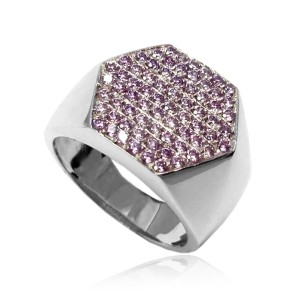 Bague or blanc et zircons B02500011