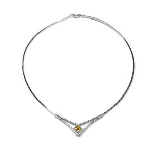 Anhänger aus Weißgold, Citrin und Diamant E76100003