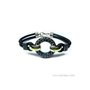 Pulsera Pekan de cuero oro y plata