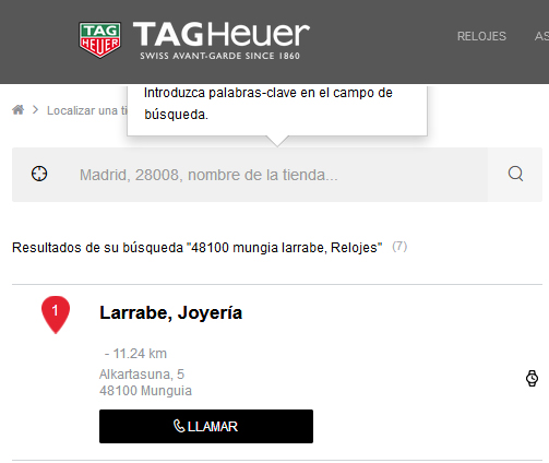 Punto de venta autorizado de relojes tag heuer
