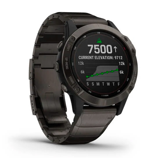 RELOJ GARMIN FÉNIX 6 PRO SOLAR TITANIO GRIS CARBON DLC CON CORREA DE TITANIO DLC 47MM 010-02410-23