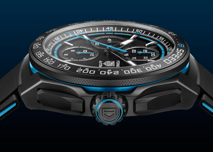 Lateral del nuevo reloj TAG Heuer Formula 1 azul