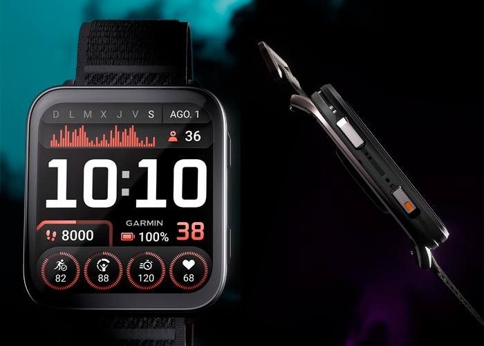 imagen lateral del reloj venu x1 de Garmin con pantalla